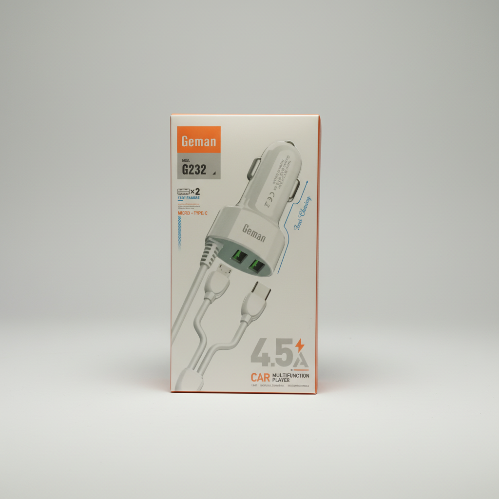 Geman G232 dual port fast car charger with Micro and Type-C ports