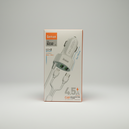 Geman G232 dual port fast car charger with Micro and Type-C ports