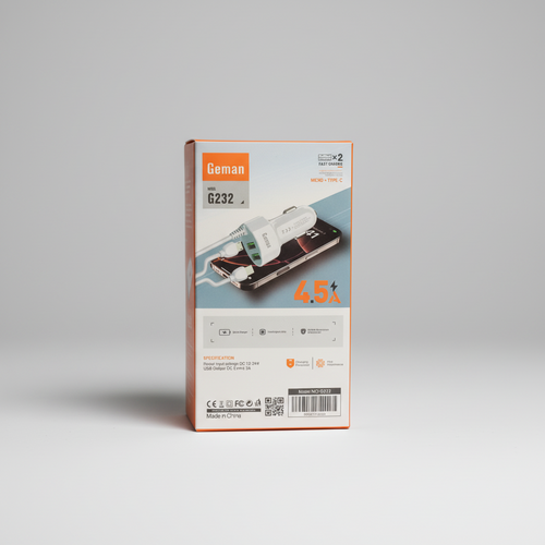 Close up of Geman G232 flame retardant car charger