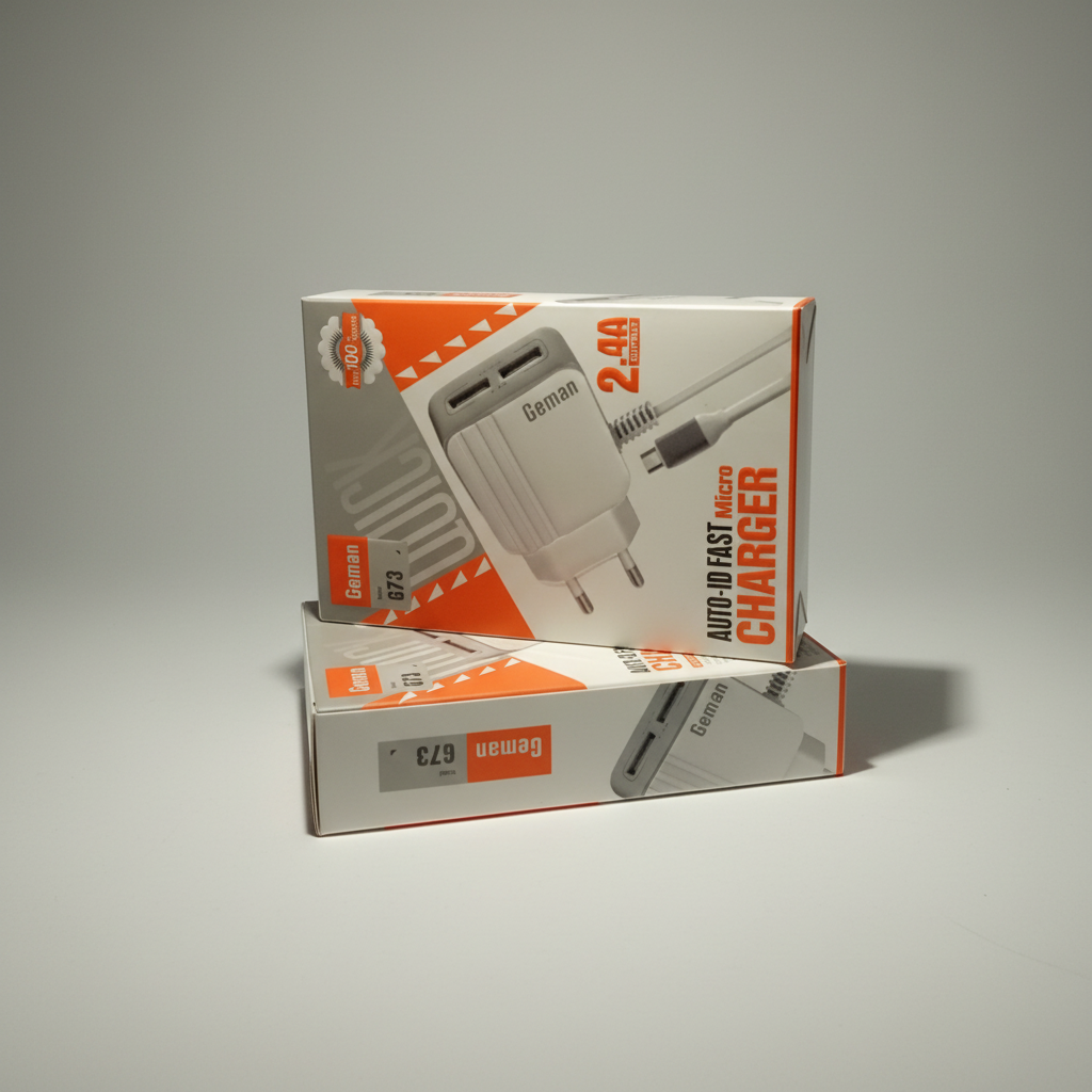 Geman G73 Dual USB Fast Charger 2.4A – Auto-ID Micro USB Wall Adapter